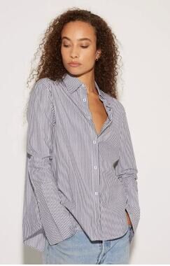 Misha Nonoo Husband Shirt Black & White Stripe Silver Studs Size Large minimal